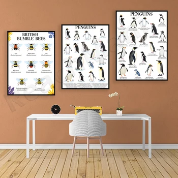 Плакат с Пингвином | Иллюстрированный Пингвин, Принт С изображением Осы Иллюстрация С изображением Осы | Плакат С логотипом, Естественная история, Фирменный плакат с изображением Природы